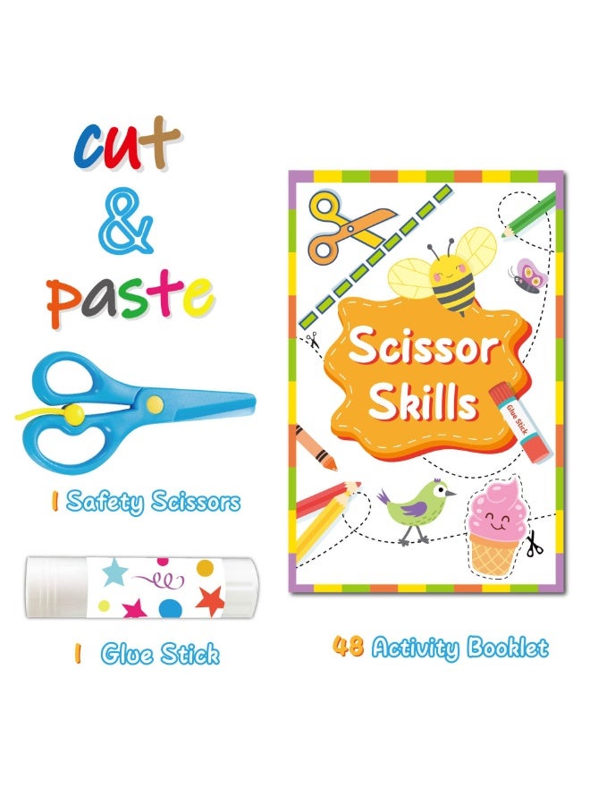 كابسترو كتاب قص الورق للأطفال مع مقص آمن وعصا غراء - كتاب أنشطة إبداعية للقص اليدوي للأطفال | نشاط حرفي تعليمي مبكر لتنمية المهارات الحركية الدقيقة للأطفال من سن 4 إلى 6 سنوات - Image 1